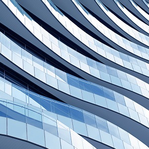 blue glass facade 