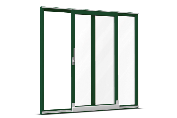 Wood parallel tilt-and-slide door moss green