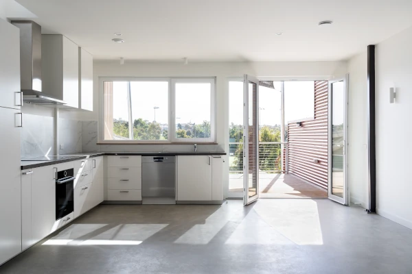 Aluminium-clad uPVC doors in kitchen