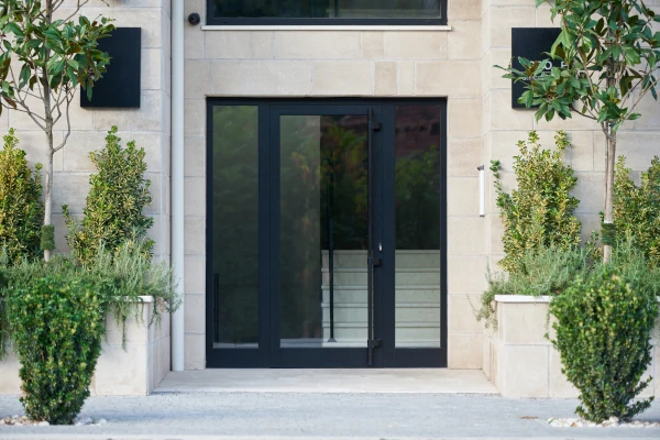 Front door with glass panels