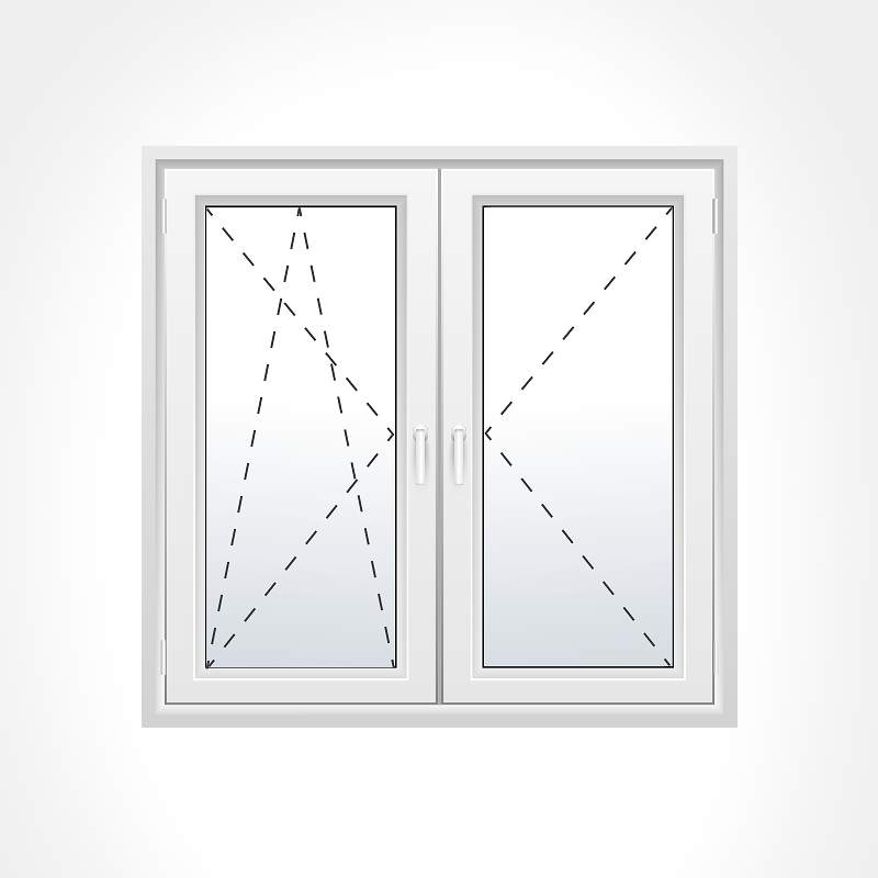 Dreh-Kipp mit Pfosten 2-flügliges Kunststofffenster Fenster Weiß Dreh-Kipp 