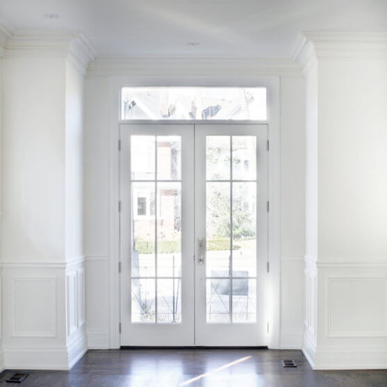Glass French Doors with upper fanlight