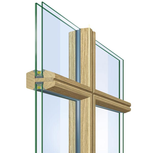Wooden glass dividing bar