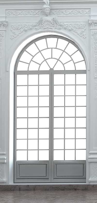 Rounded arched windows with panel