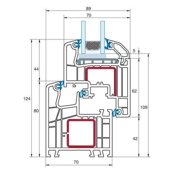 Ideal 5000 semi-recessed detailed cross section view