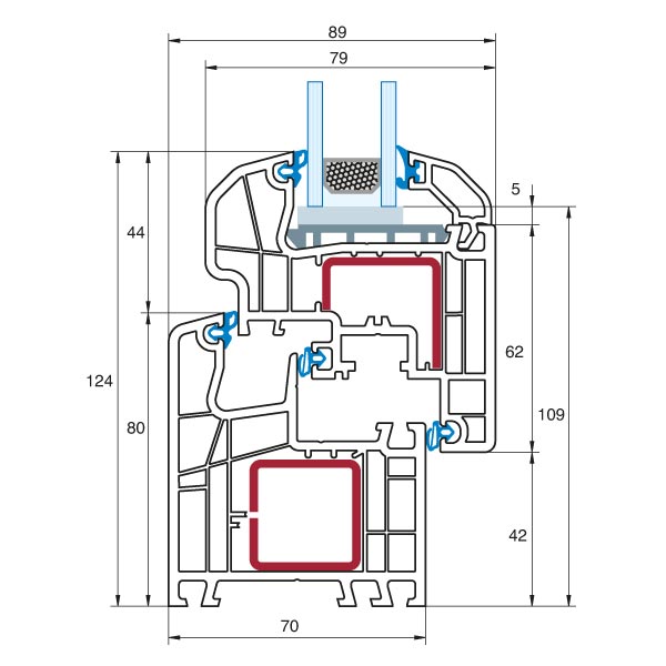 Ideal 5000s semi-recessed detailed cross section view